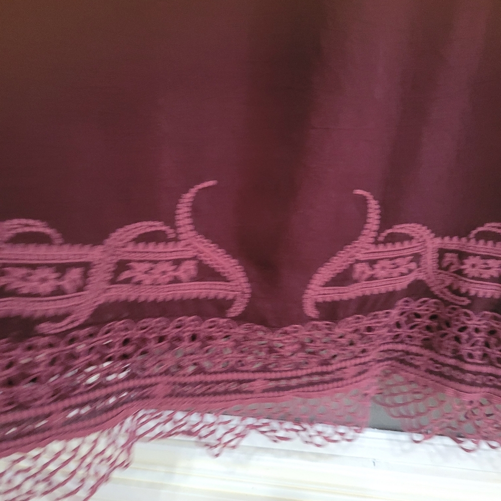 Johnny Was Embroidered V-Neck Top - Burgundy - Picture 11 of 14